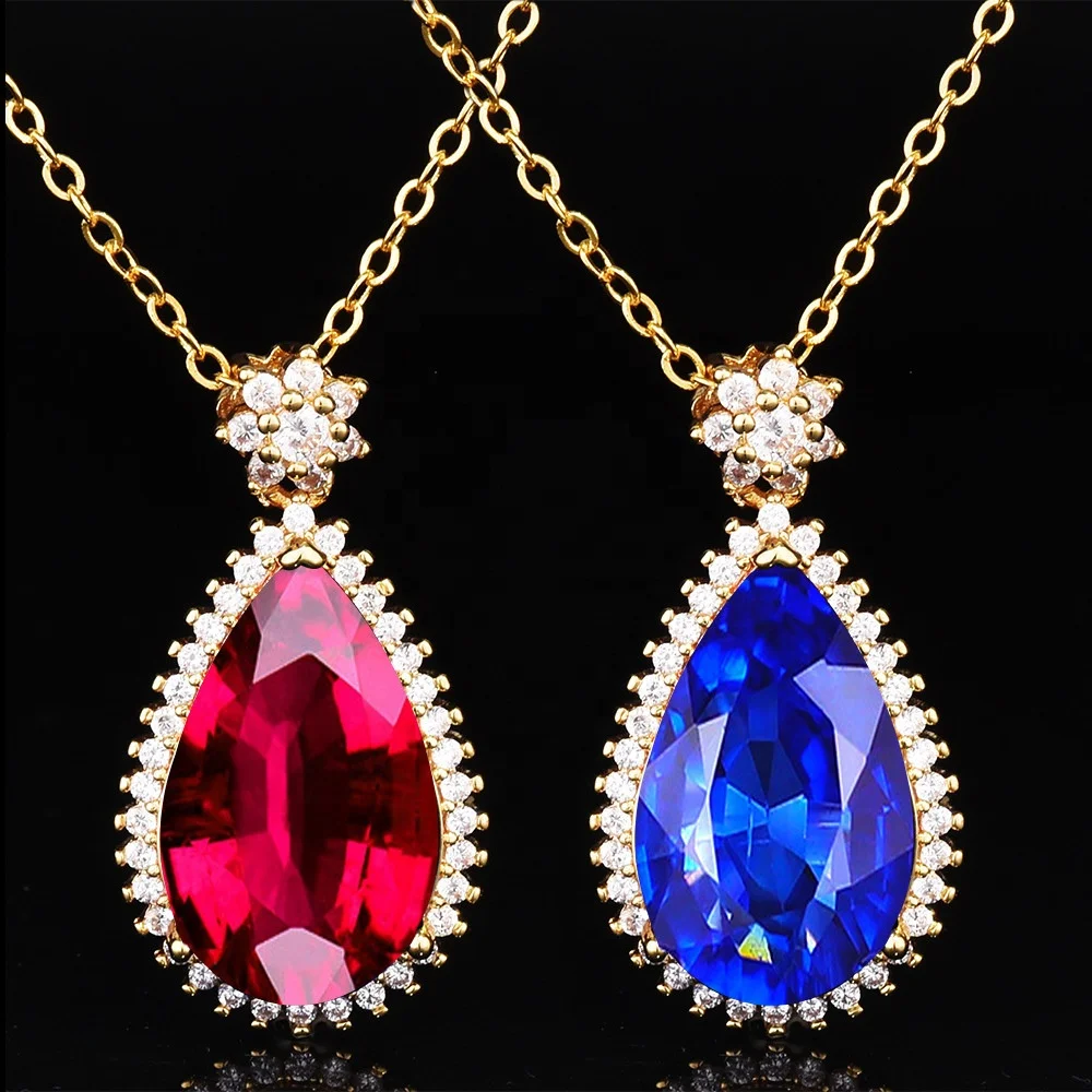 

Luxury Water Drop Pendants Necklaces With Oversize Zircon Fine Jewelry For Women Wedding High Grade Party Anniversary Gifts, Customized color