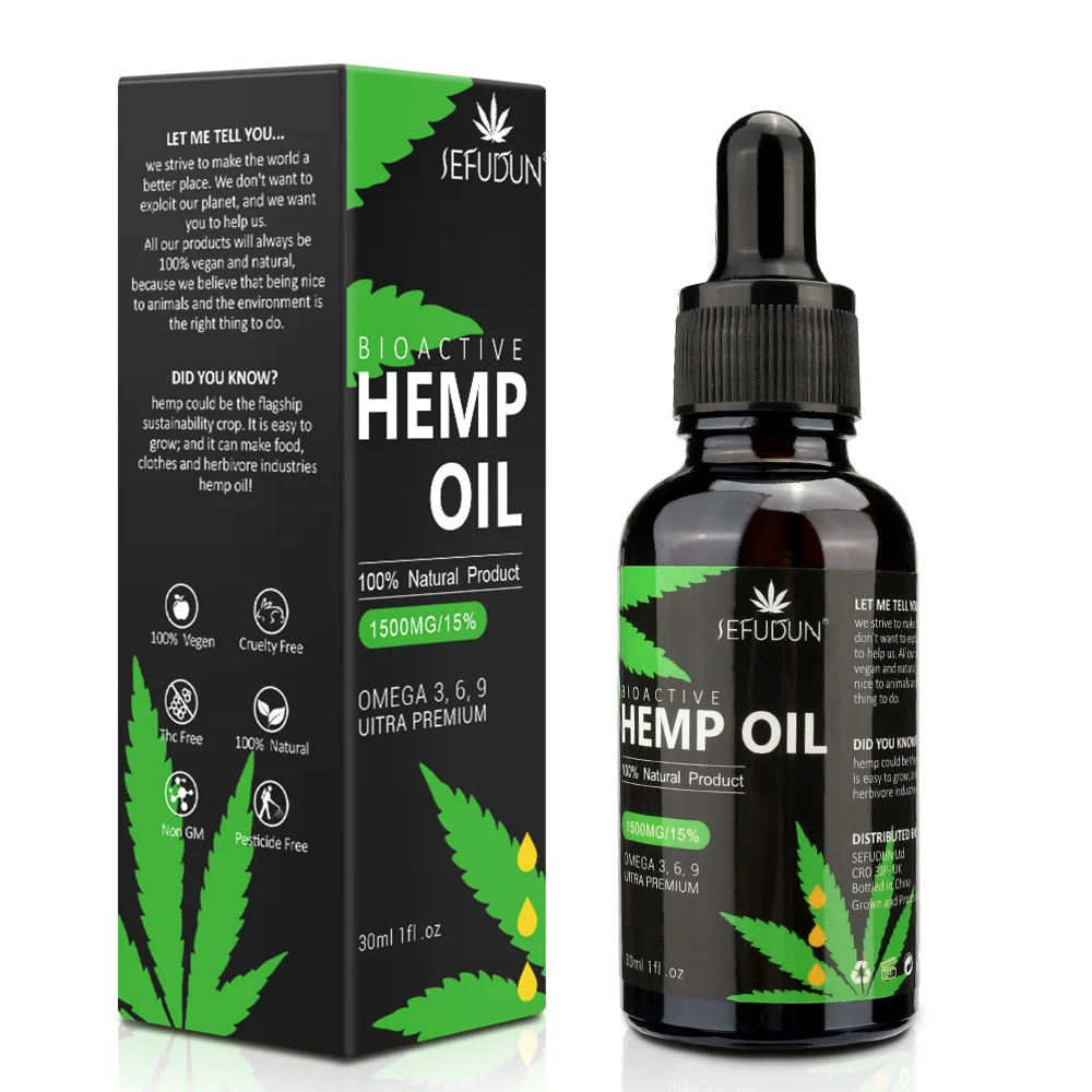 

SEFUDUN body care hemp essential oil1500mg private label wholesale pain relief natural 100% pure organic hemp oil