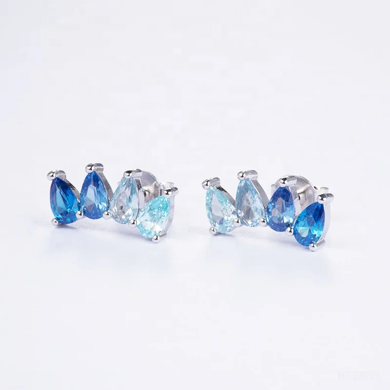 

Italian Trendy Women Wedding 18Krat Gold Plated 925 Silver Luxury Jewelry Geometric Stud Zirconia Earing Ladies Earrings