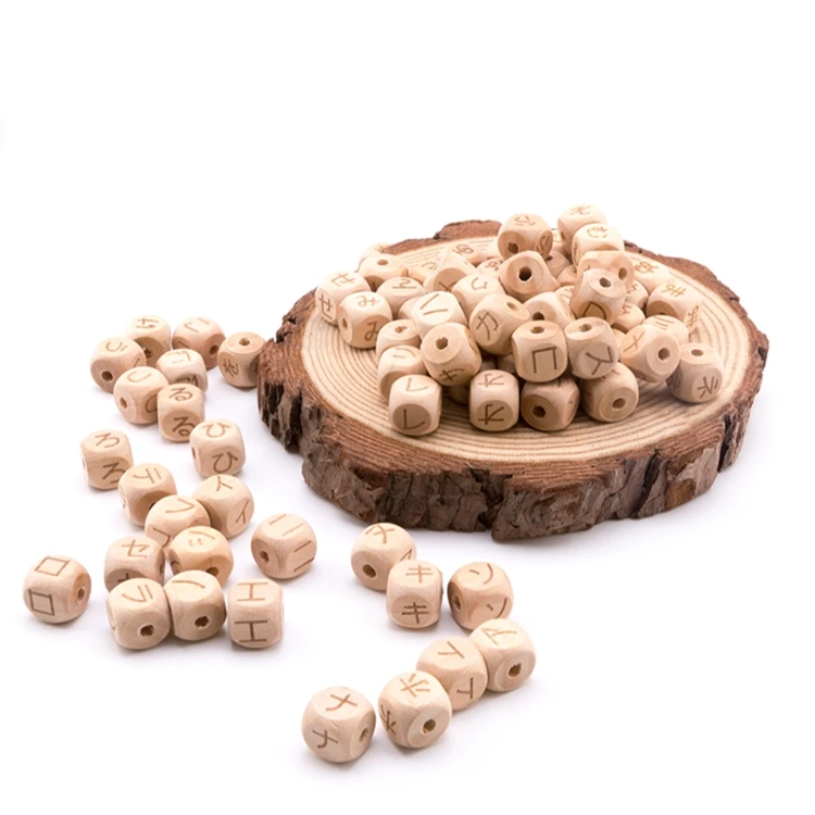 
Wholesales Custom beech wood alphabet letter beads wooden alphabet beads cube letter beads 