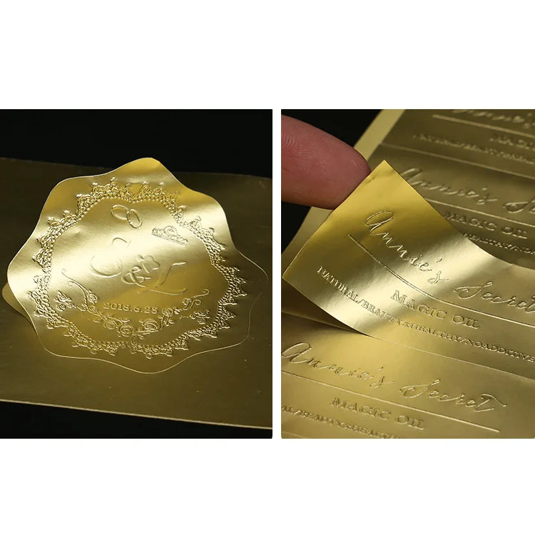 Custom Embossed 3d Logo Name Packaging Gold Foil Sticker Buy Printing