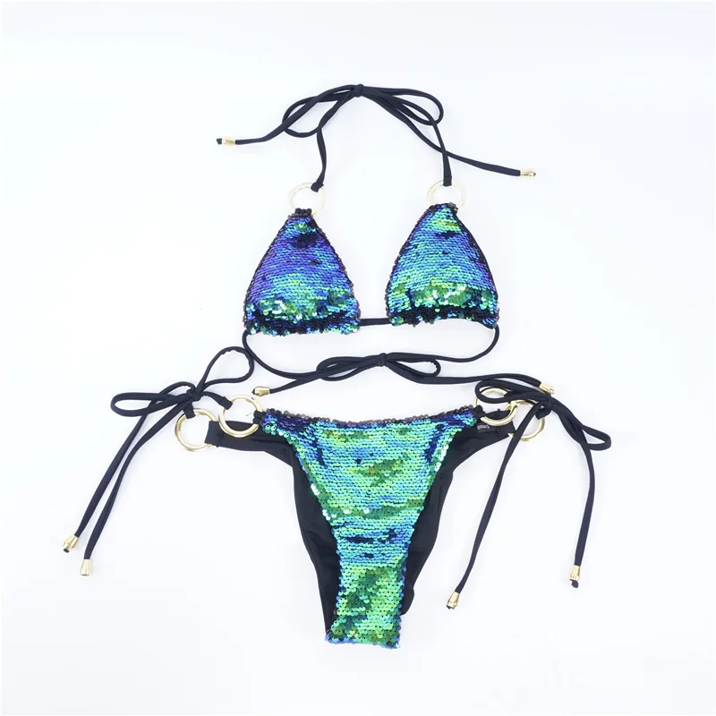 S-Nice girls women beachwear sexy 2020  2 piece sequins ladies swimsuit swimwear swimming  bikini