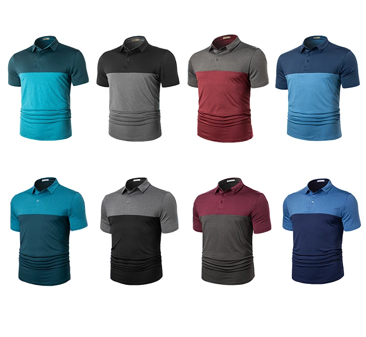 

Amazon quality comfortable color block breathable golf polo t-shirts for men, Customzied color