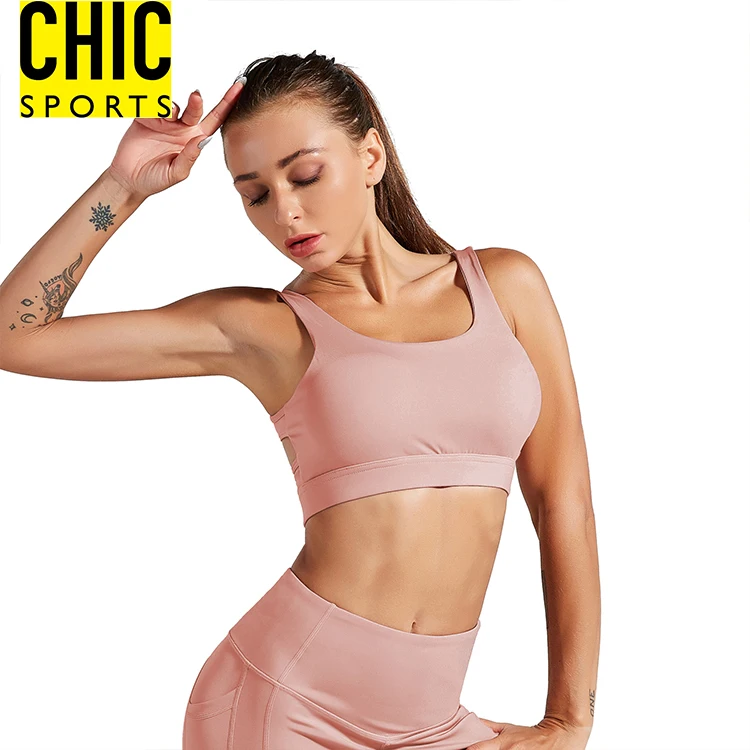 Custom Lady Wholesale Gym Fitness Clothing Yoga Wear Crossback Nylon Spandex Workout Apparel Sports Bra Top For Women