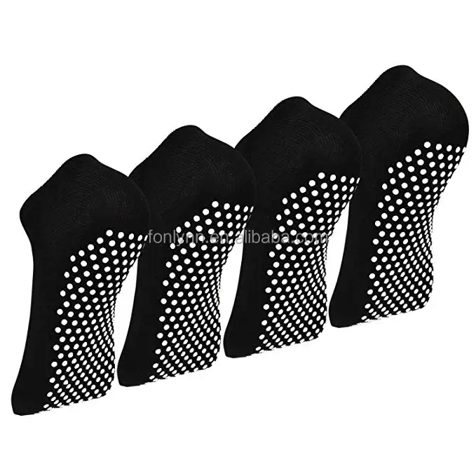 Pilates Ballet Barre Yoga Socks - Elutong 4 Pack Non Skid Slip Sticky Grippers Socks for Women