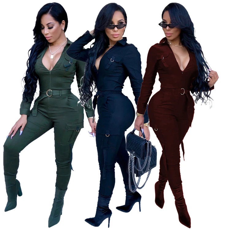 

wholesale hot fashion casual tight-leg sportswear plus size clothing sexy outfit jumpsuits women 2020, Customized color