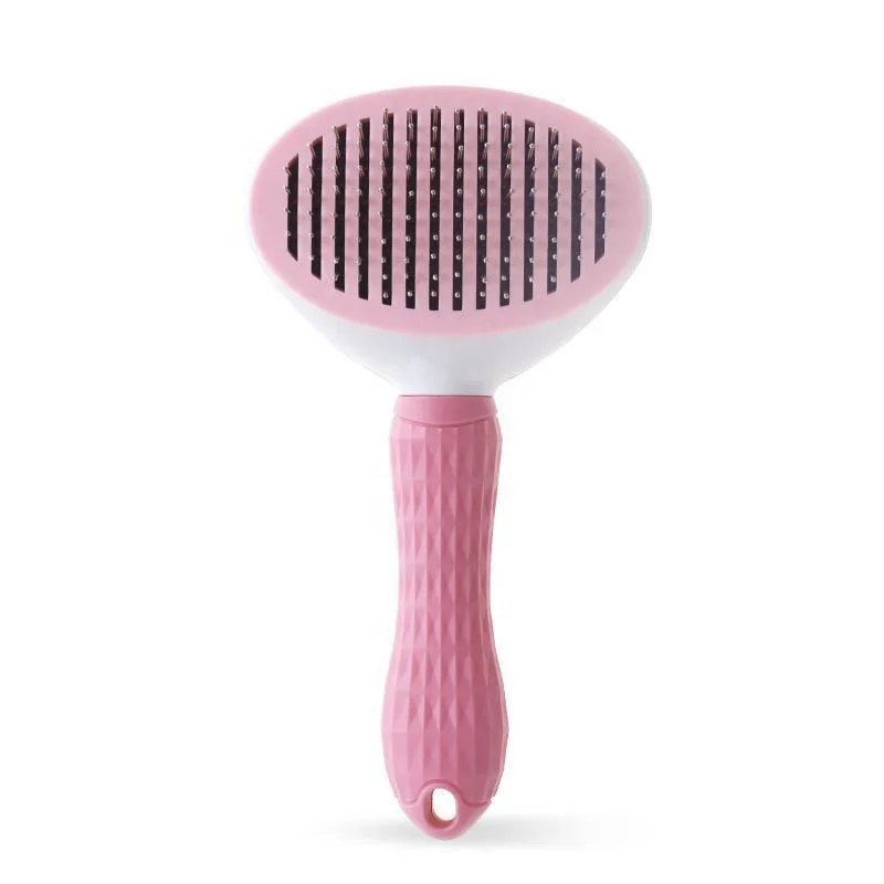 

Pet cleaning cat stainless steel comb round soft handle cleaning wire brush