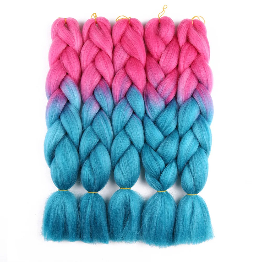 

Dropshipping Private Label High quality Double Color Yaki Texture Crochet Synthetic Extension Ombre Jumbo Braiding Hair