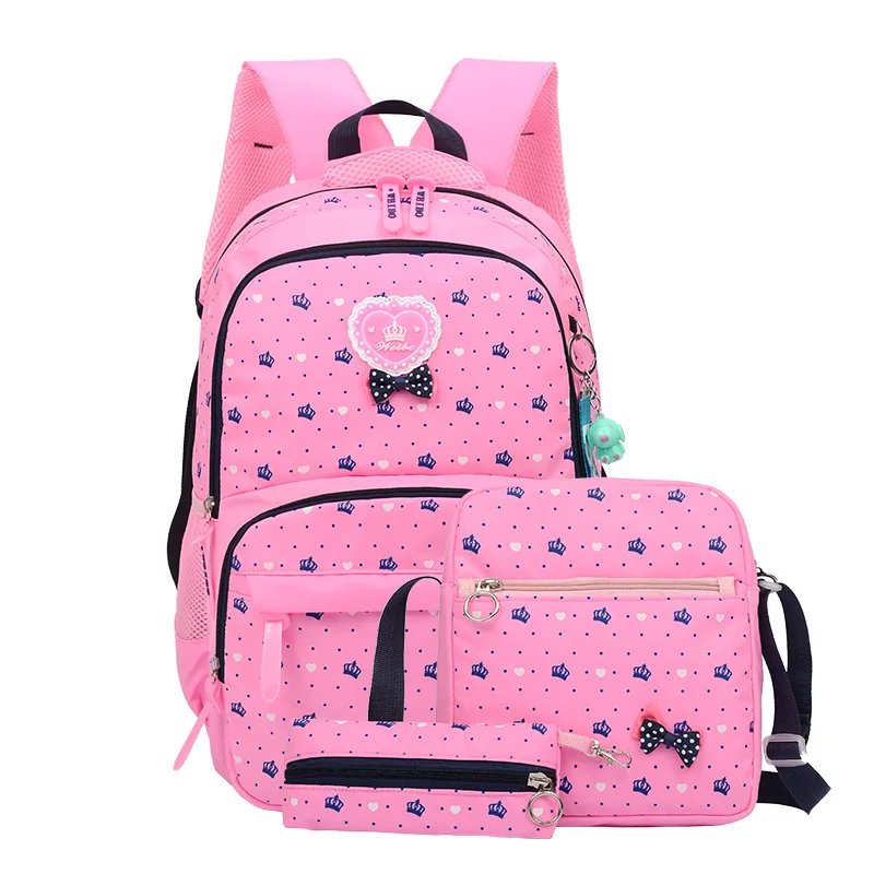 

Wholesale Cute custom three-pieces school backpack girls college bags set