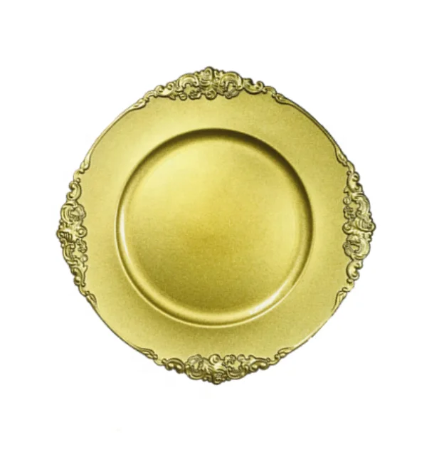 

Wedding vintage plastic plates, gold plastic charger plate, Clear or color coating