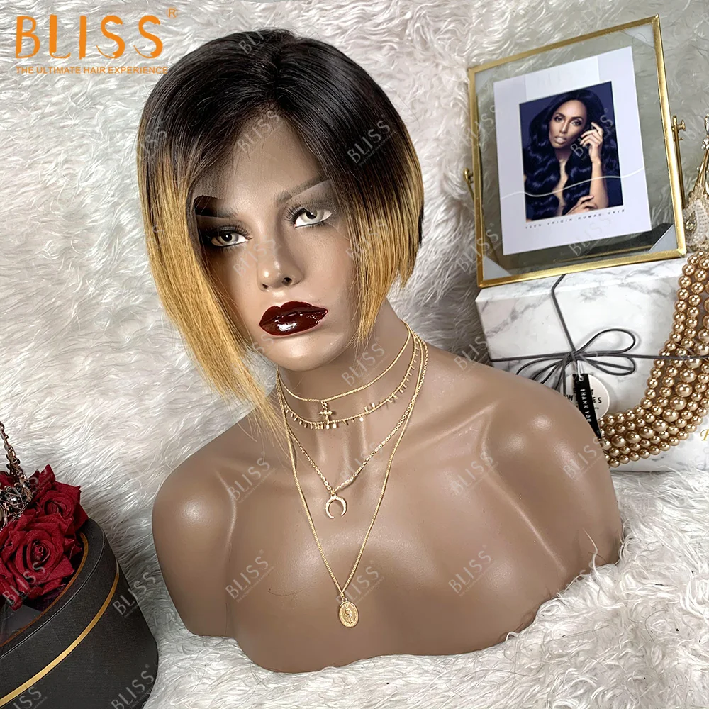

Bliss 13x4 Short Pixie Cut Human Hair Wig T1b/30 Lace Wig Virgin Brazilian Cuticle Aligned Wig Wholesale