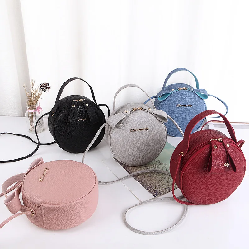 

Casual Bolsa Feminina Makeup Pu Leather Crossbody Round Handbags Mini Shoulder Bag For Women, Customized color