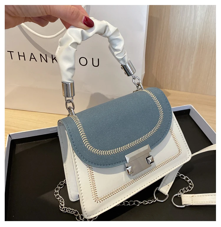 

Korean sac Mini Bags Ladies Hand Bags Bolsos Contrast Color Designer Hand Bags, Blue, black,white or custom made