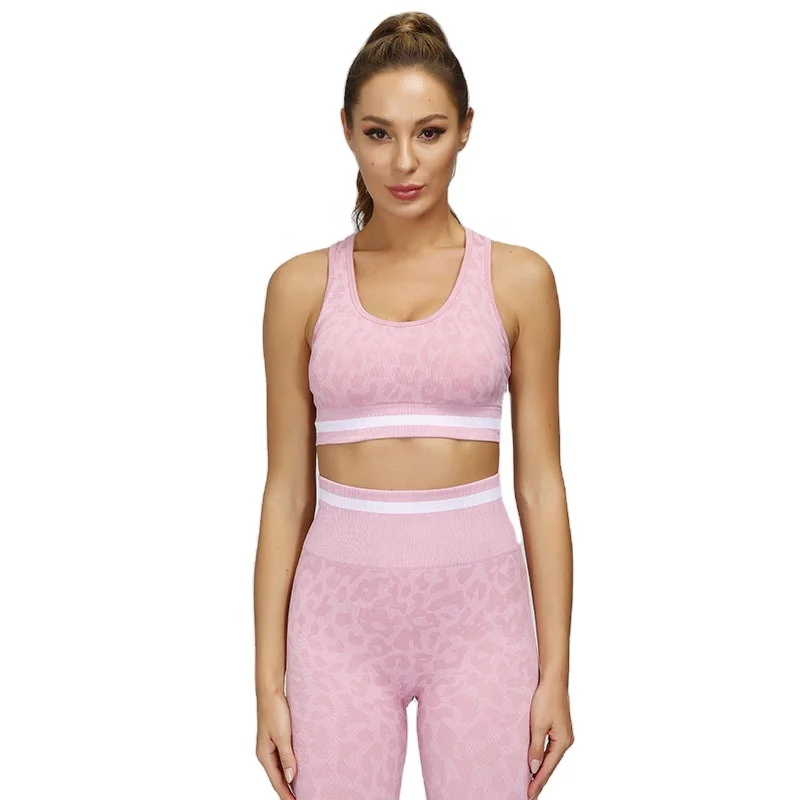 

High waist seamless sports yoga wear wicking fitness yoga running seamless leopard print suit, Blue,white,dark blue,brown,dark grey,pink