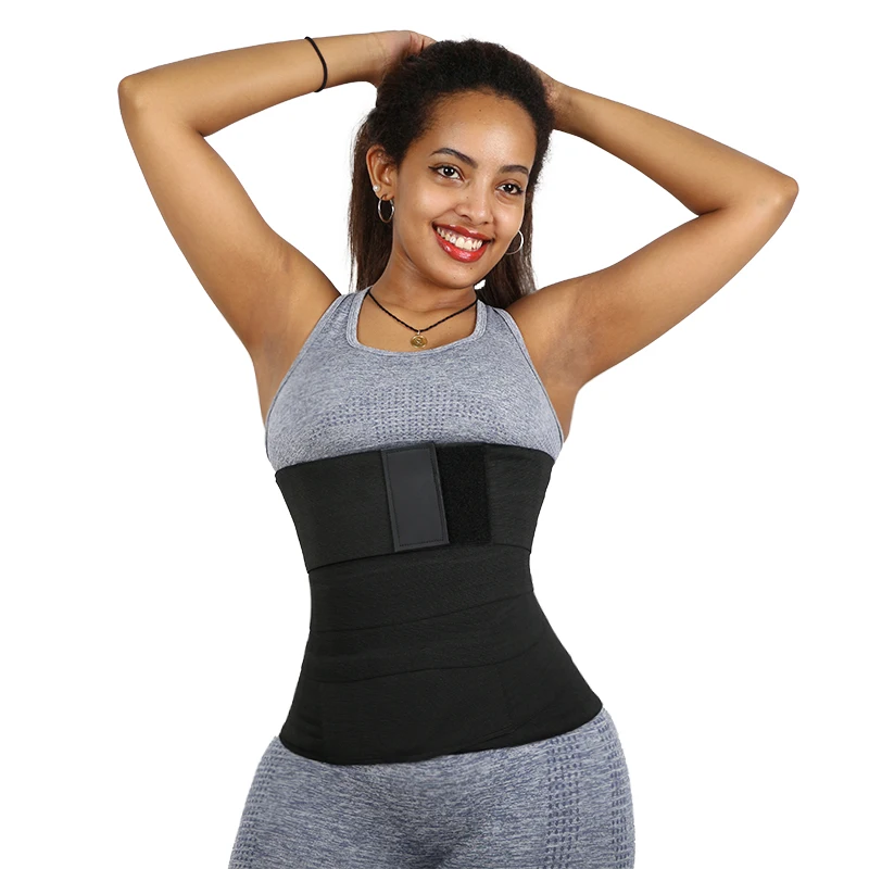 

NANBIN Elastic Waist Wrap Slimming Tummy Belly Lose Weight Waist Trainer Bandage Wrap, Black
