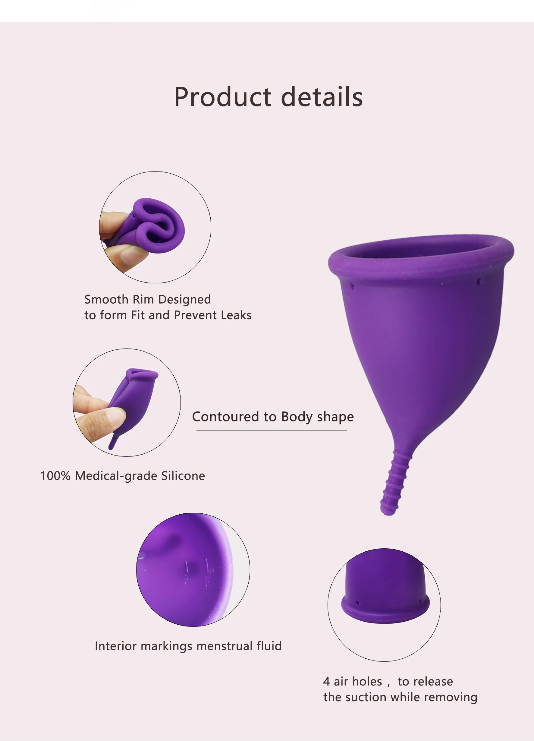 Medical Silicone Menstrual Cup Lady Reusable Period Cup Menstrual Cup ...