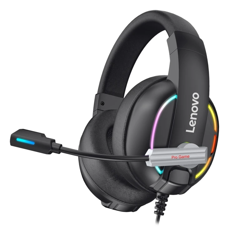 

High quality 2021 Lenovo HU75 Headphones Color LED Adjustable auriculares Gaming Headset with Microphone lenovo headphone