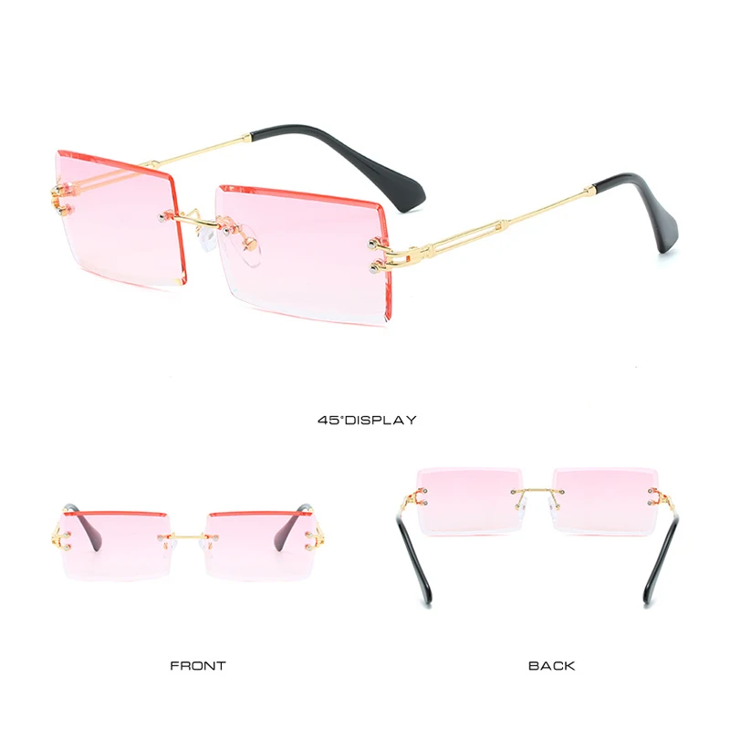 
Rimless Sunglasses 2019 Fashion Rectangle Shades Sunglasses Women Men 