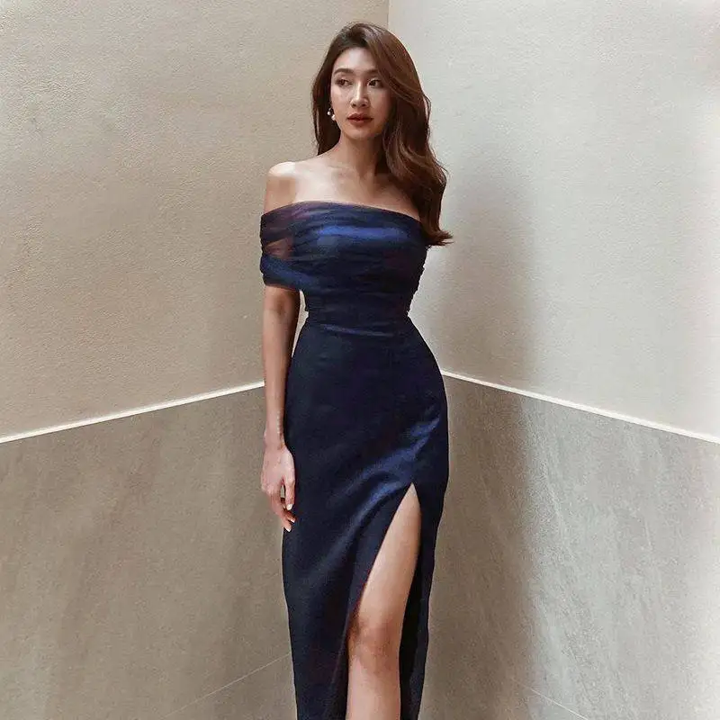 

2021 New Arrival spring women off shoulder short sleeve dress women lady casual dresses