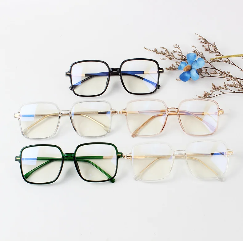 

Fashion Retro Large Frame Square Spectacle Frame Unisex Blue Light Blocking Glasses