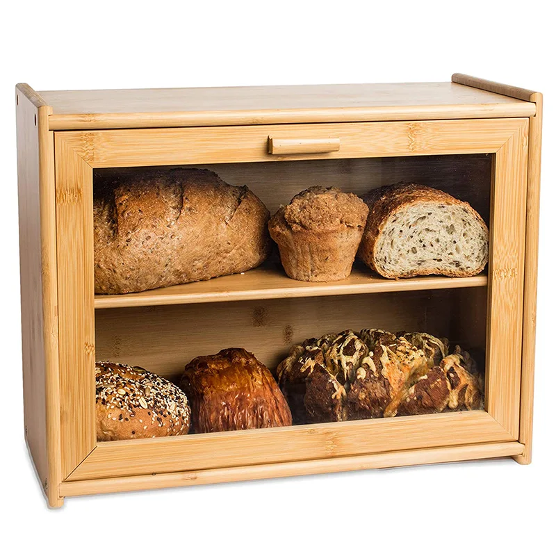 

Large bread box Bamboo bread box Double-layer bread storage box