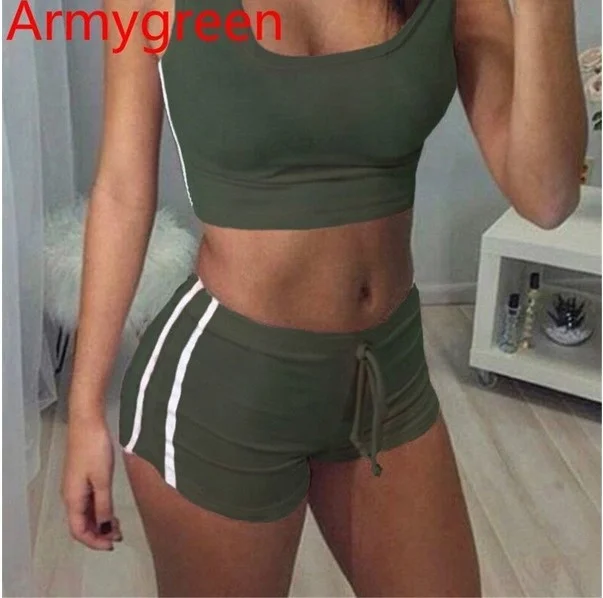 Two-pieces women gym yoga shorts pants set and casual bra set