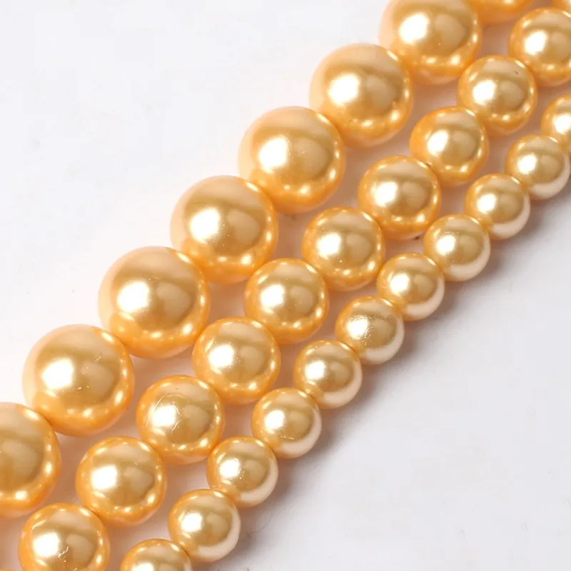 

Wholesale Round Loose Beads 6/8/10MM Dark Yellow Shell Beads For Jewelry Making DIY