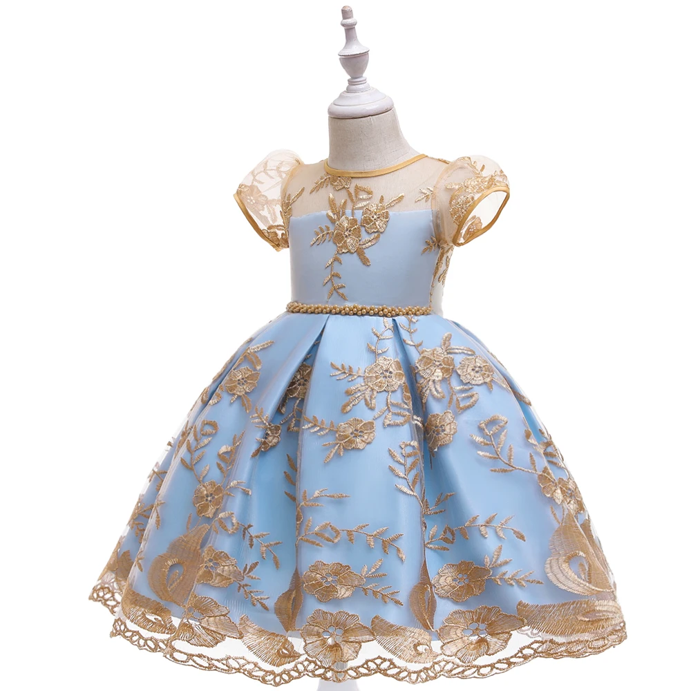 

MQATZ Wholesale Kids Clothes Flower Wedding Pretty Princess Children Girl Party Dresses Royal Blue Party Dress