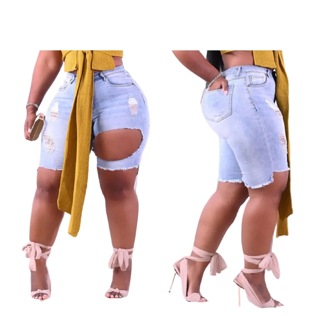 

Summer Fringed High Waisted Jeans Skinny Ladies Jean Denim Shorts Blue Ripped Jeans Women