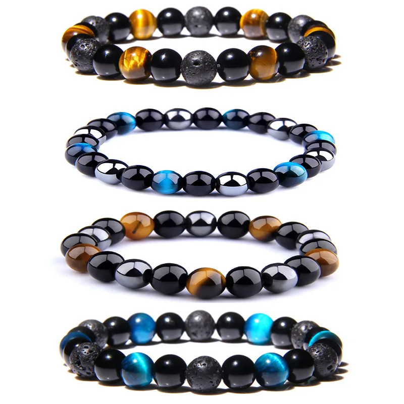 

Amazon Men 8mm Magnetic Hematite Multi-color Natural Tiger Eye Stone Bracelets Unique Design Chakra Handmade Bracelet Women, Picture