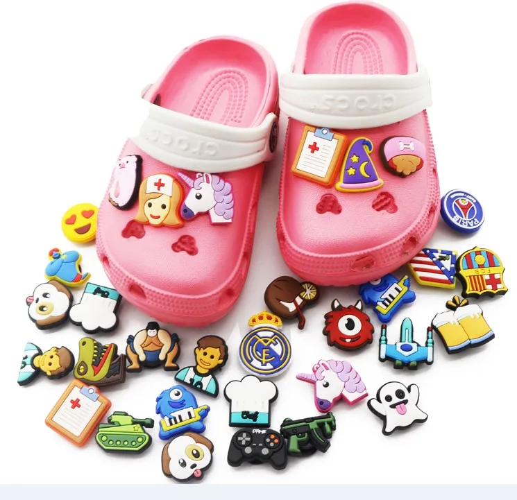 

2021 New Trend Assorted Designs Available Promotional Shoes Decoration Charms Soft PVC Shoe Charms for Crocs