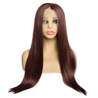 

Cheap 99J /33 Silky Straight Synthetic Lace Front Wigs Wine Red Long Natural Glueless Heat Resistant Fiber Hair for Woman