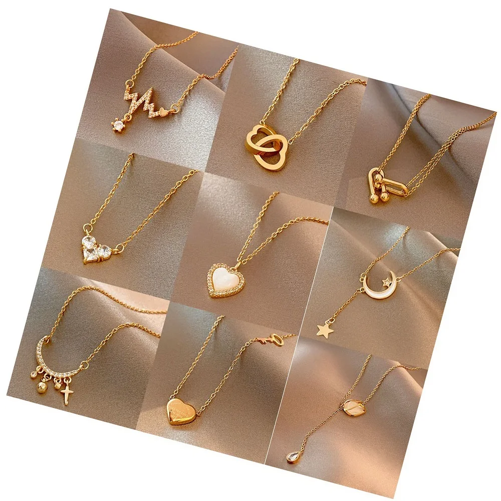

10% OFF Christmas Freshwater Pearl Moon Necklace Charm Fashion Gold Filled Chain Love Flower Necklace Women