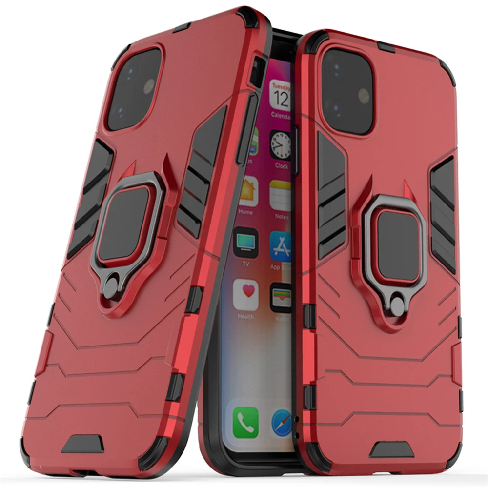 

Shockproof Ring Metal Phone Case With Holder For iPhone 12 11 Pro Max, Customised