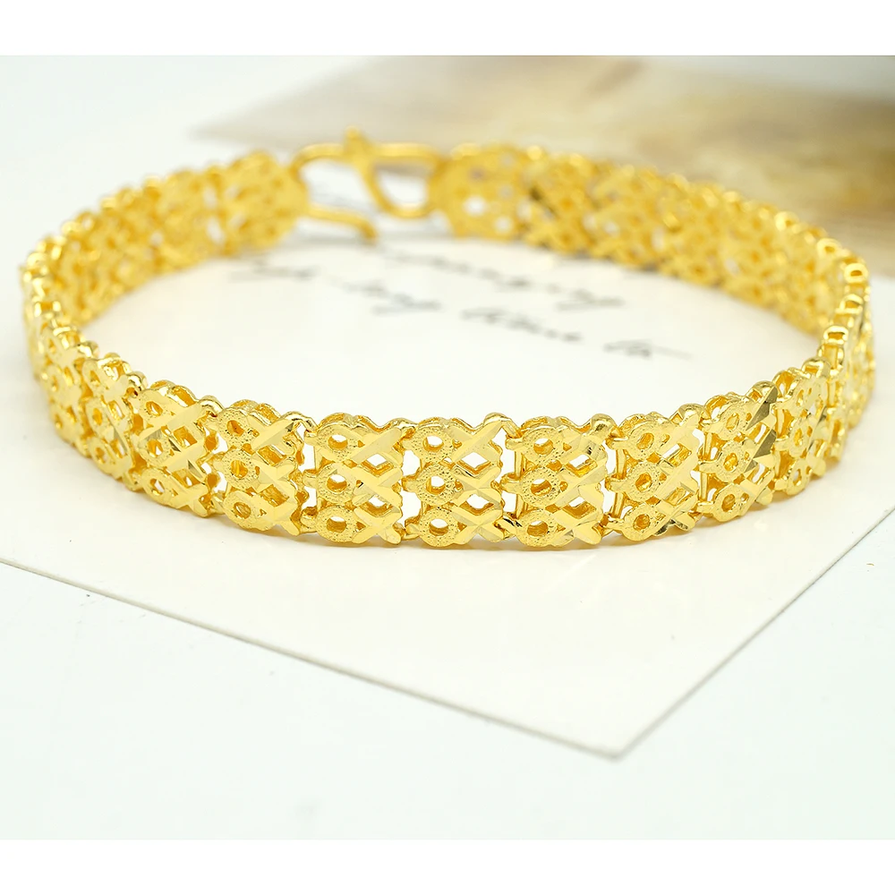 

Wide Designs 24K Solid Yellow Gold 999 Man Original Gold Bracelet for Men