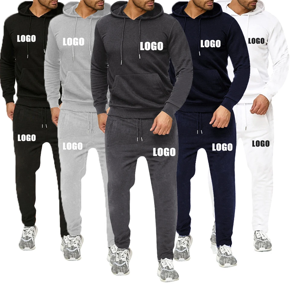 

Custom logo cotton sweatsuit tracksuit men private label sweat track suit sweatpants and hoodie blank jogger jogging set for men, 5 colors