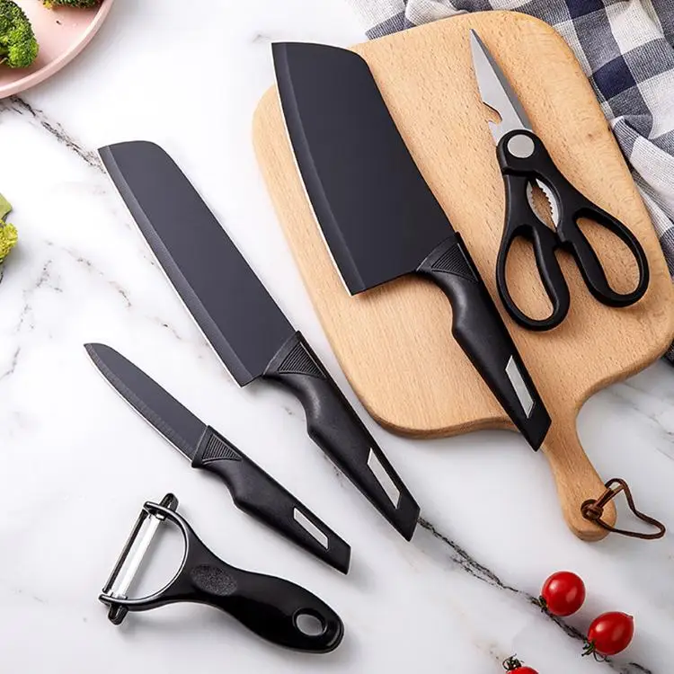 

Kitchen Stainless Steel Scissors Gift 5pcs Cut Meat Peeling Planer Tool Set Cutlery Sets Kitchen Knives Set, As pic,5pcs/set