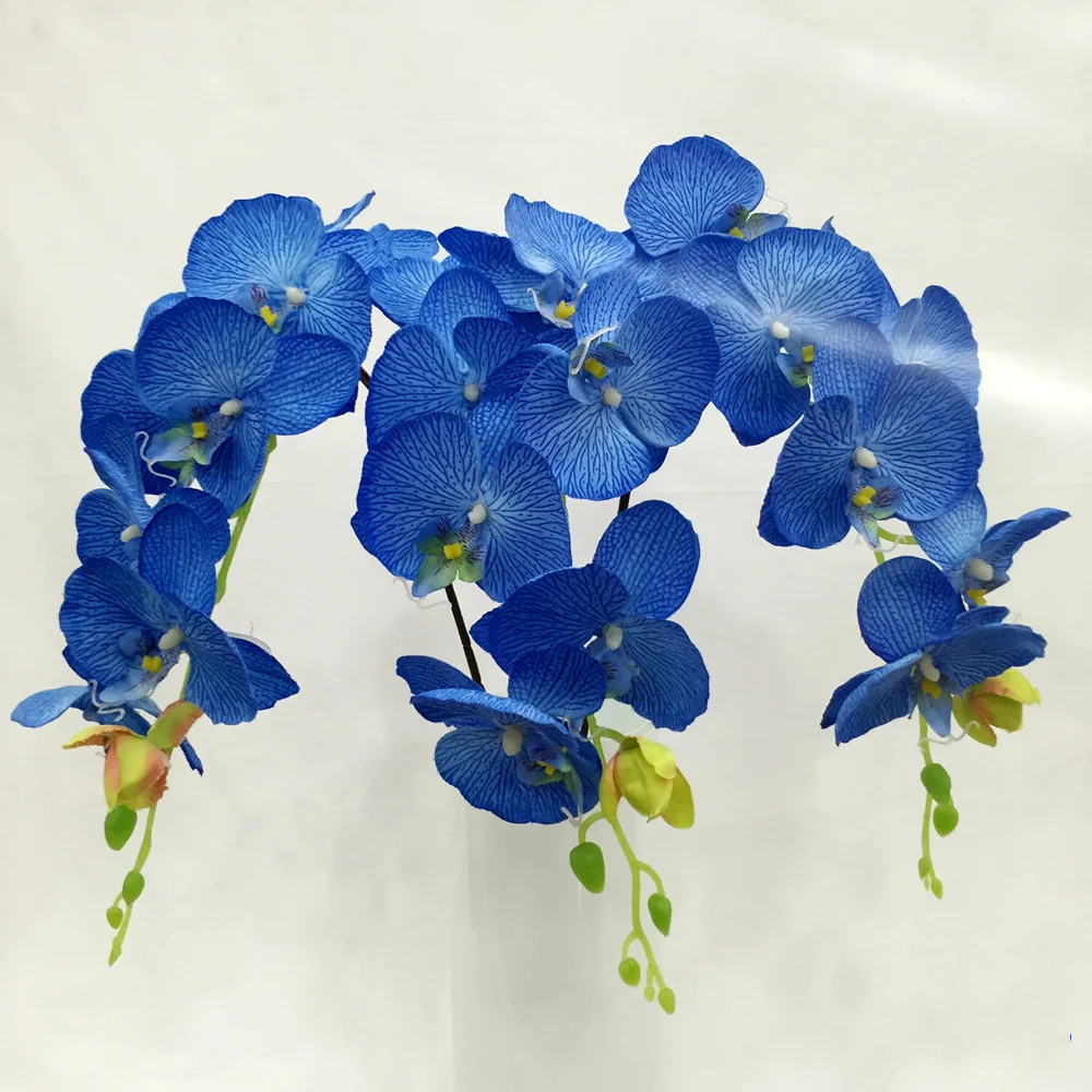 High Quality 8 Heads Silk Orchid Red Orchid Artificial Flower For Home