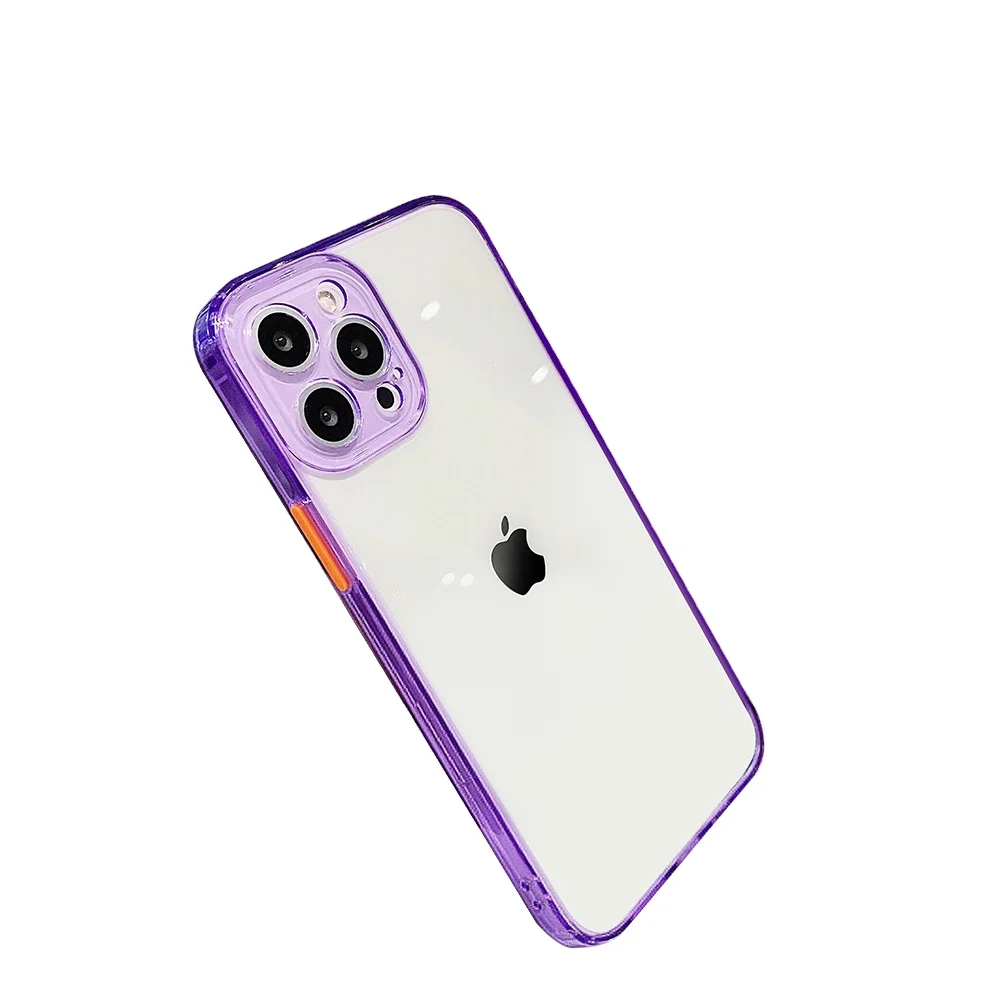 

Girls Kawai Purple colorful Neon Transparent Phone Case Anti knock PC TPU Shockproof Phone Case For Kinds of iPhone