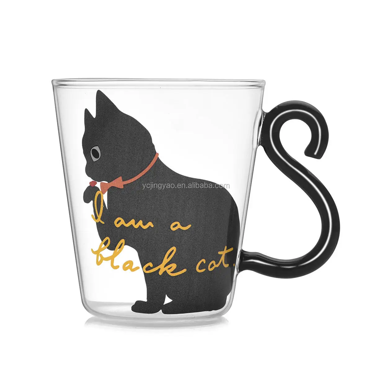 

Cat Glass Cartoon Children's Cup Creative Handle Coffee Cup Single-layer Transparent Juice Drink Cup, Clear