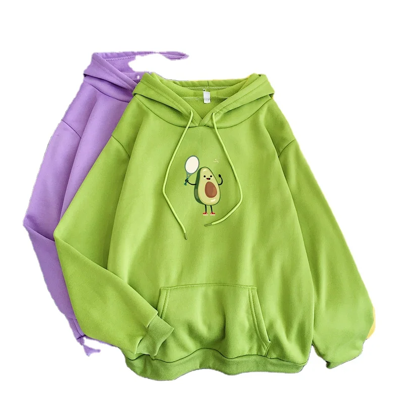 

Spring and autumn plus velvet avocado green sweater men and women trendy couples hooded jacket tops