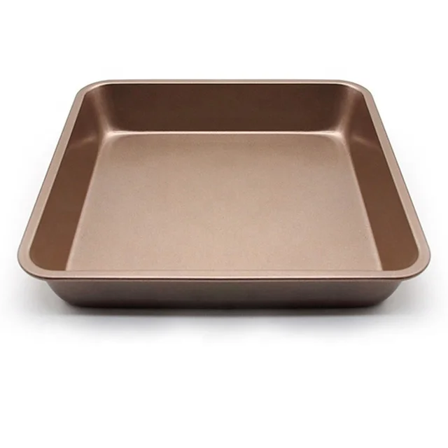 

Square Cake Pan 9-Inch Bakeware Non-Stick Heavy Duty Carbon Steel Pan Deep Dish Oven Baking Mold Baking Tray Ovenware, Golden