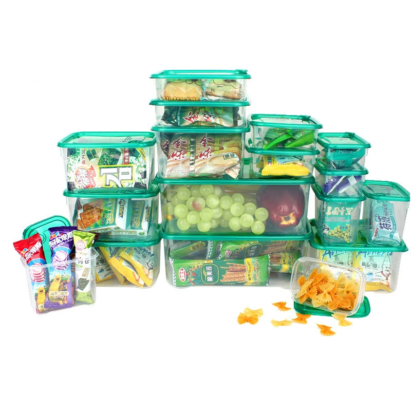 

Kitchen Organizer Bins 17 Pieces Storage Container Set Leakproof Portable Sealed Crisper Fridge Airtight Safe Food Storage Box, As picture or customized