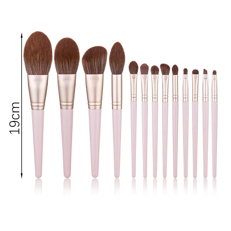 

HZM 13 PCS Ducare kaci jay makeup brushes pink white green wood solid handle foundation highlight Fan eye make up brush set, Pink, green, white