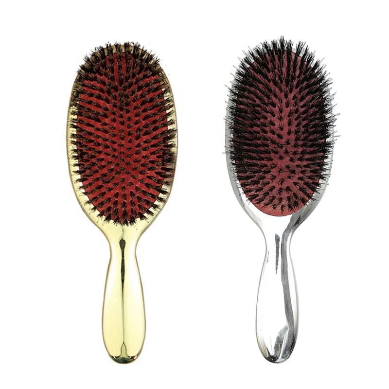 Custom Logo hot sale bling detangling hairbrush gold and silver wig brush boar bristle hair extension brush