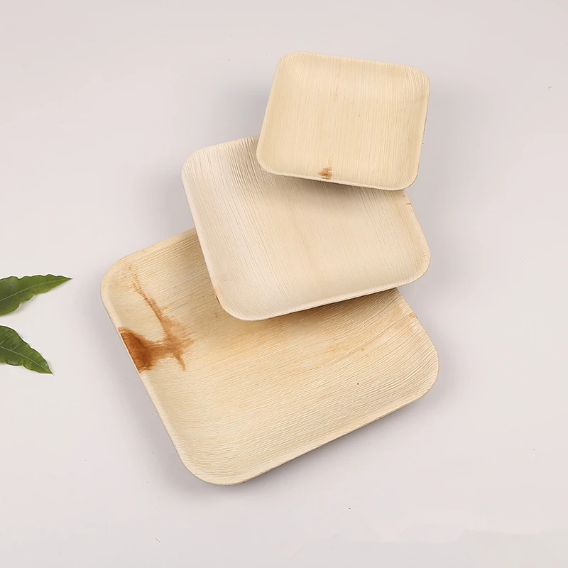 25pcs biodegradable square disposable palm leaf plates disposable plates made of palm leaves