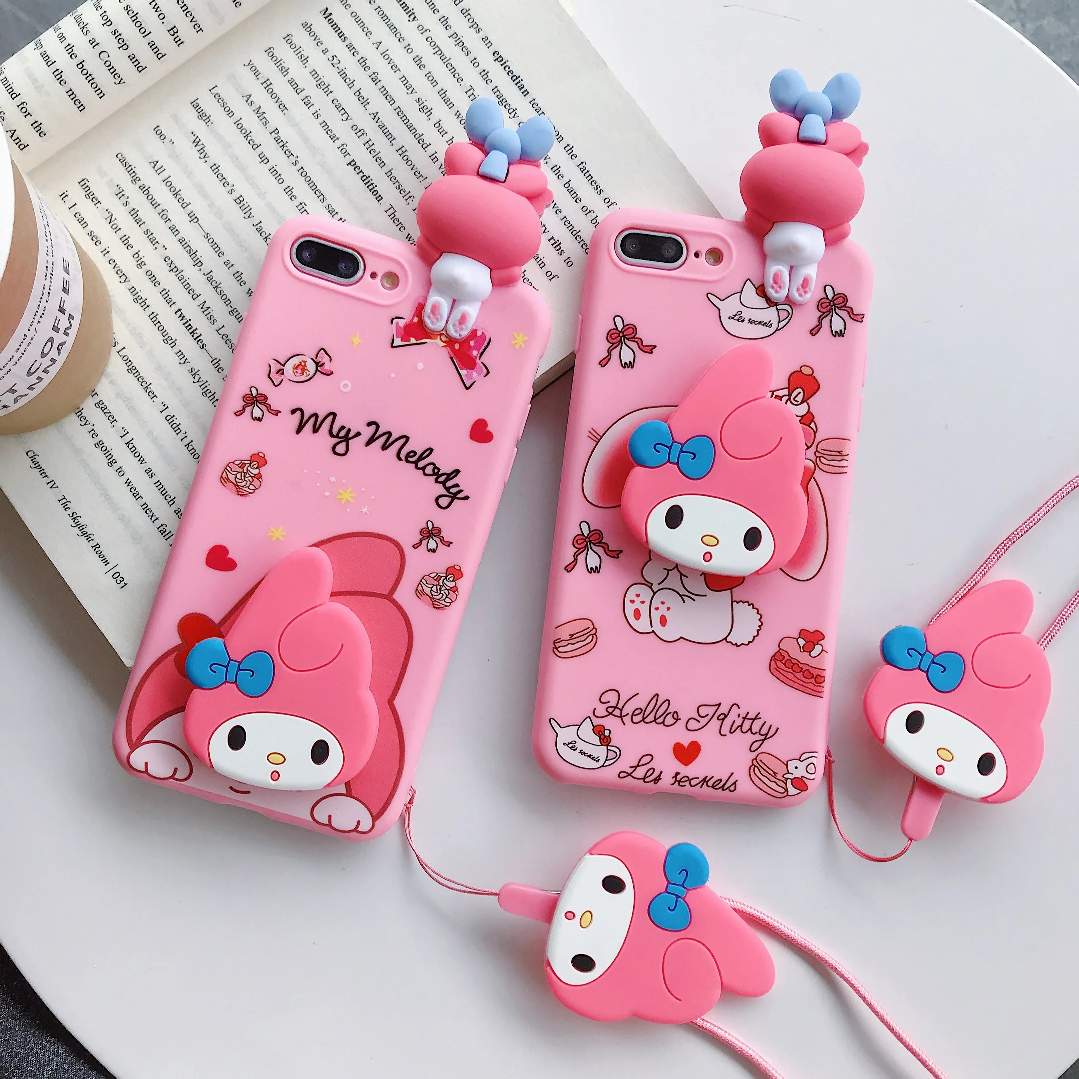

For iPhone X Xs 6 7 8 Plus 11 Pro Max Melody 3D Papa Doll Holder Stand Strap Cute Soft Phone Case