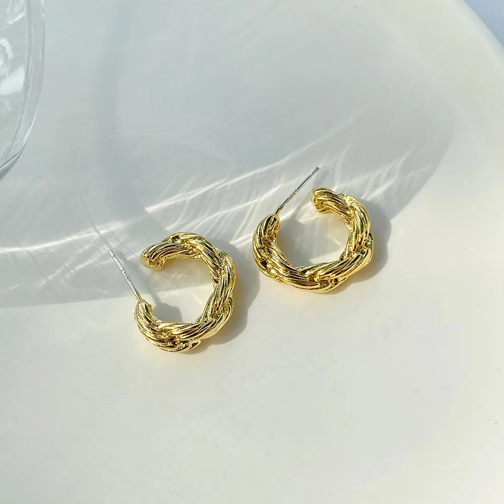 

Vintage 925 Silver Needle Women Gold Hoop Earring Jewelry, Silver/gold