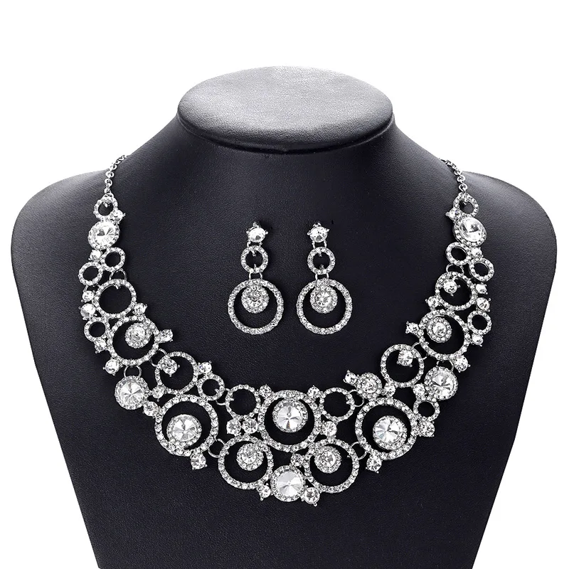 

Fashion zircon necklace and earrings bridal jewellery for brides and bridesmaid luxury wedding Jewelry Set