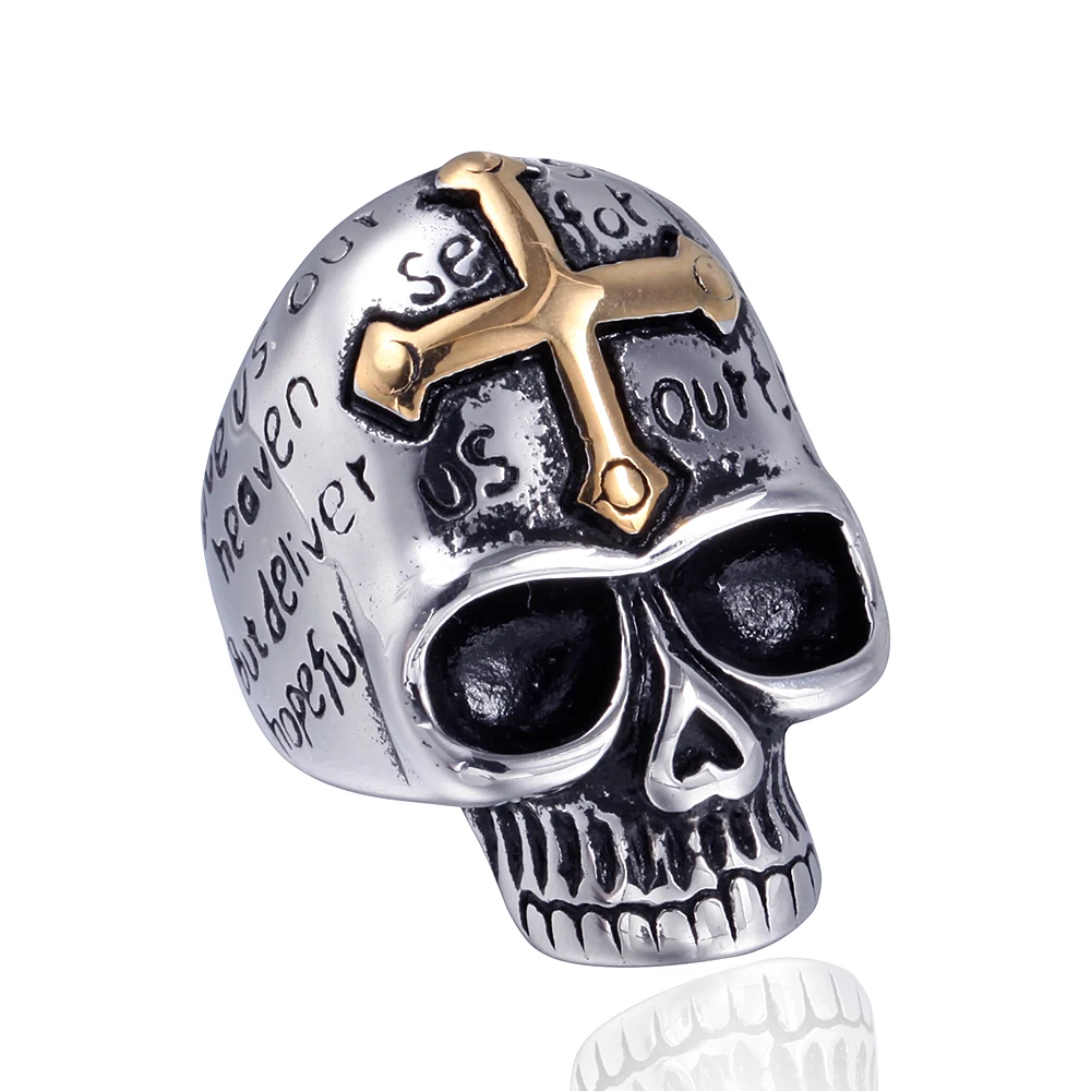 

Stainless Steel Men's Jewelry Punk Biker Jewelry Cross Skull Ring